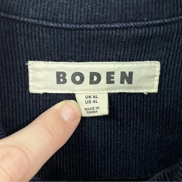 Boden Eloise Corduroy Navy Midi Shirt Dress Size 4 LONG - Picture 7 of 13